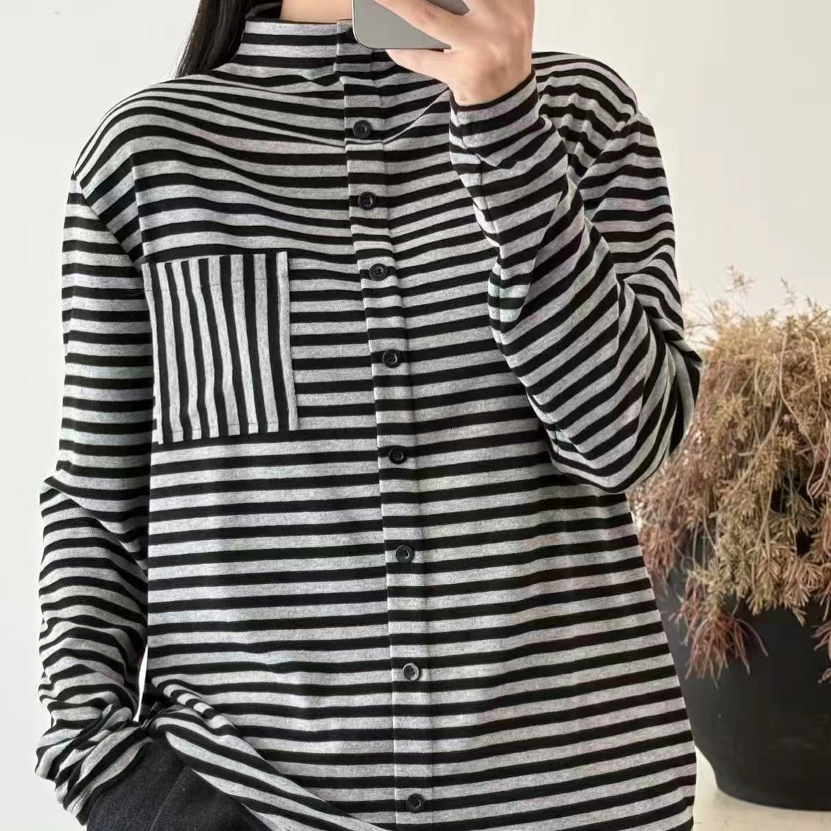 【妮妮】A15-702款粗条纹弹力棉面T（长60左右）