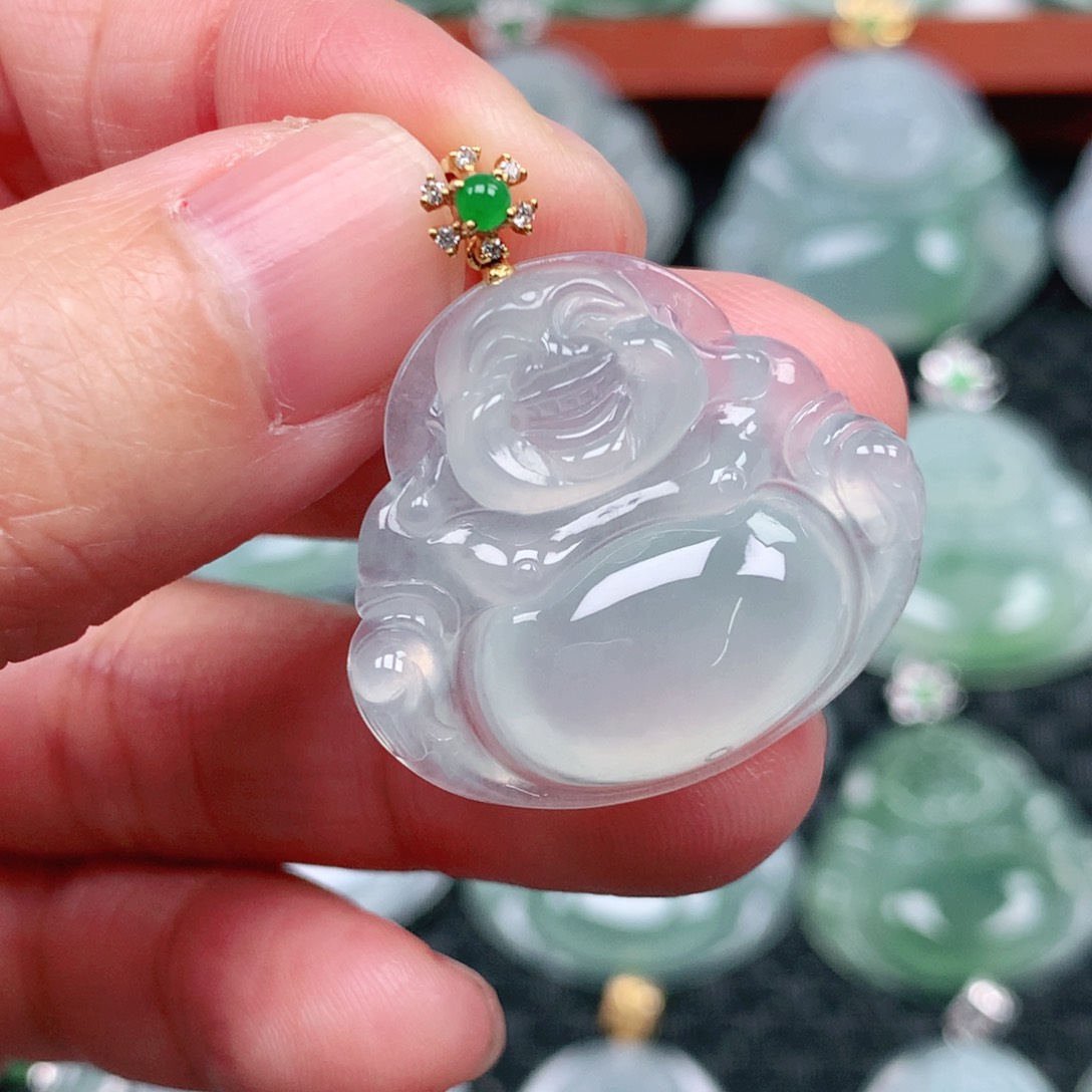 翡翠吊坠(不含链)18K金镶嵌