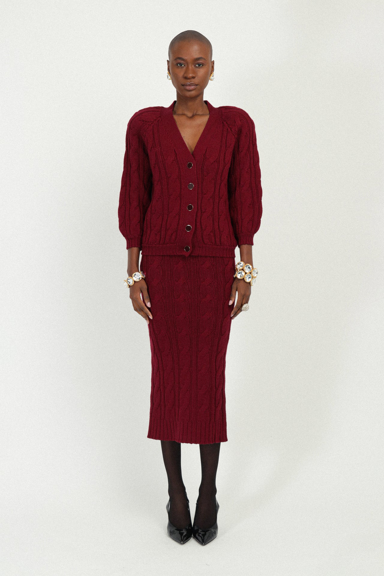 【设计师品牌】Rowen Rose安可拉红纽扣开衫