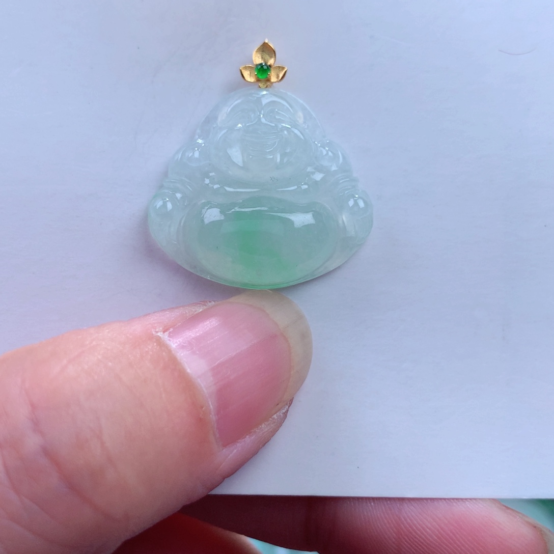 翡翠吊坠(不含链)18K金镶嵌