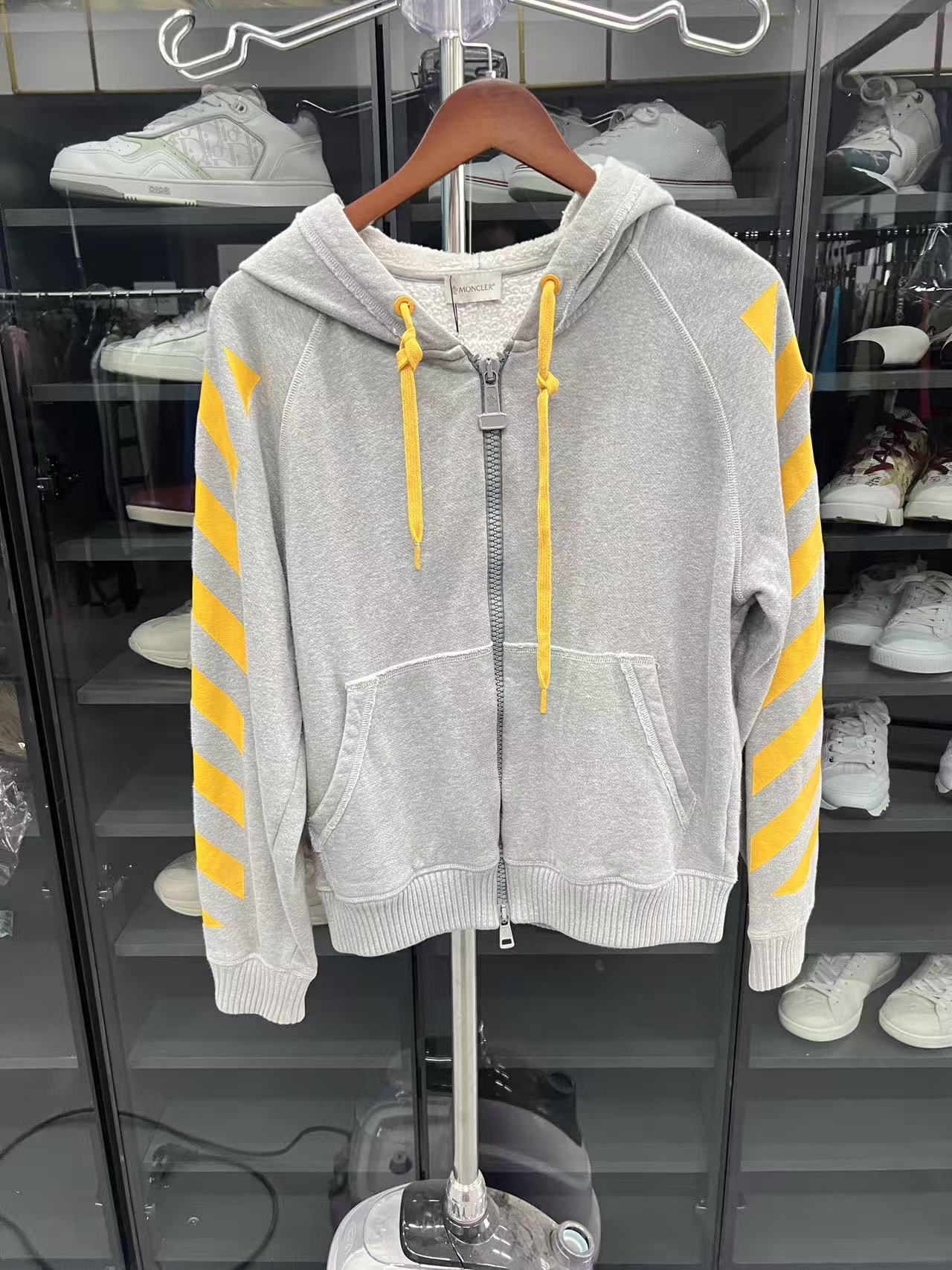 99新 MONCLER Off White ow蒙口/联名款/拉链帽衫外套/S码/0003
