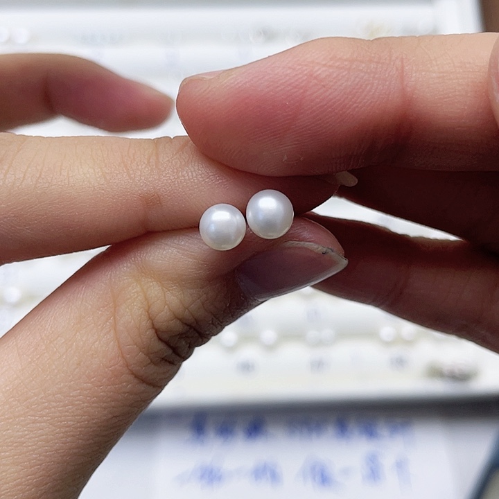 淡水珍珠耳饰银S925镶嵌?**橙