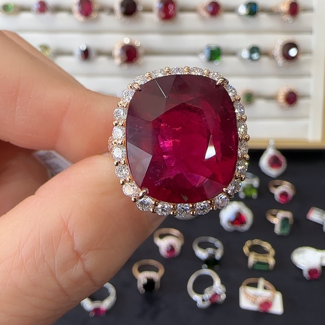 碧玺戒指18K金镶嵌20.55ct