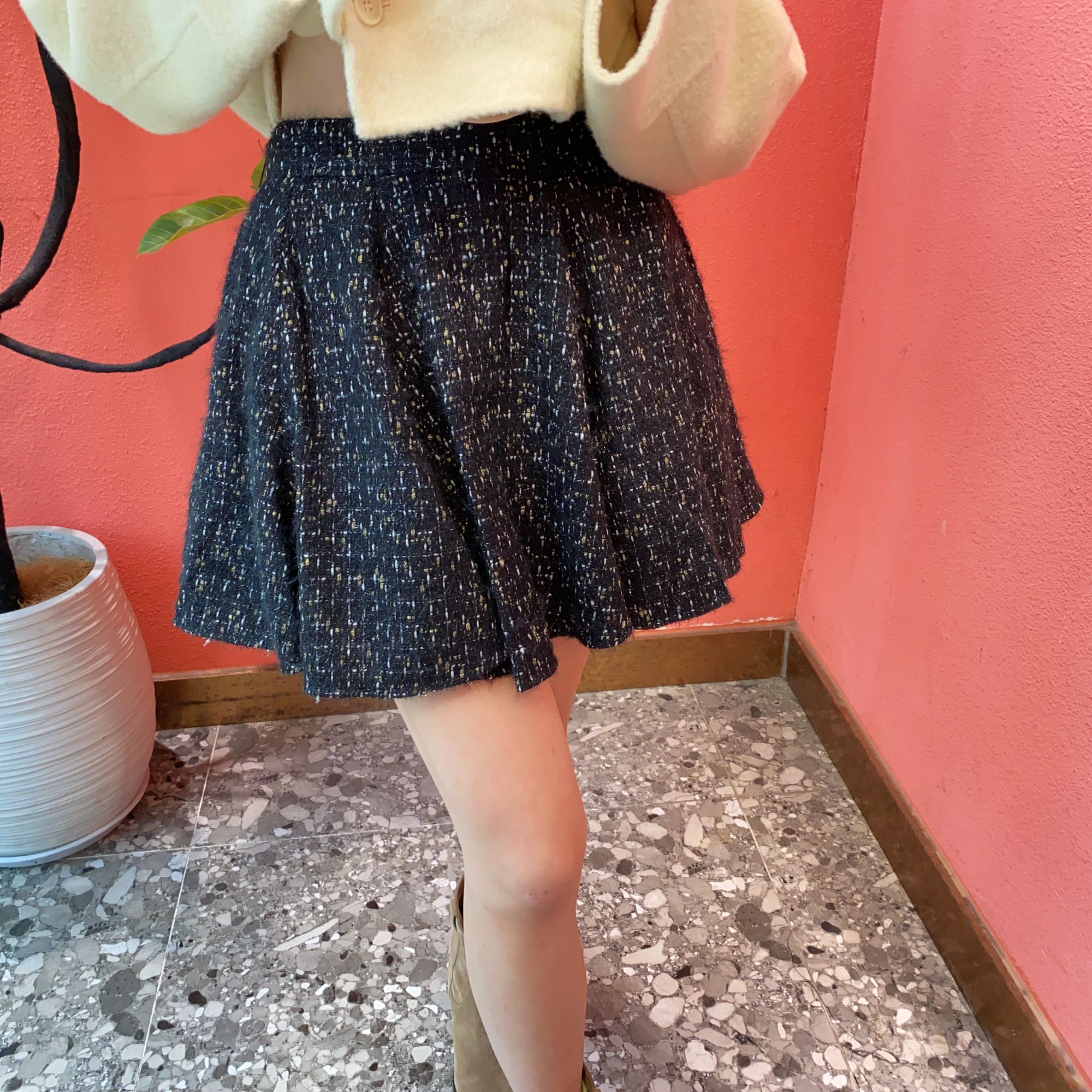 （默茗服装）银色亮闪大裙摆小黑裙