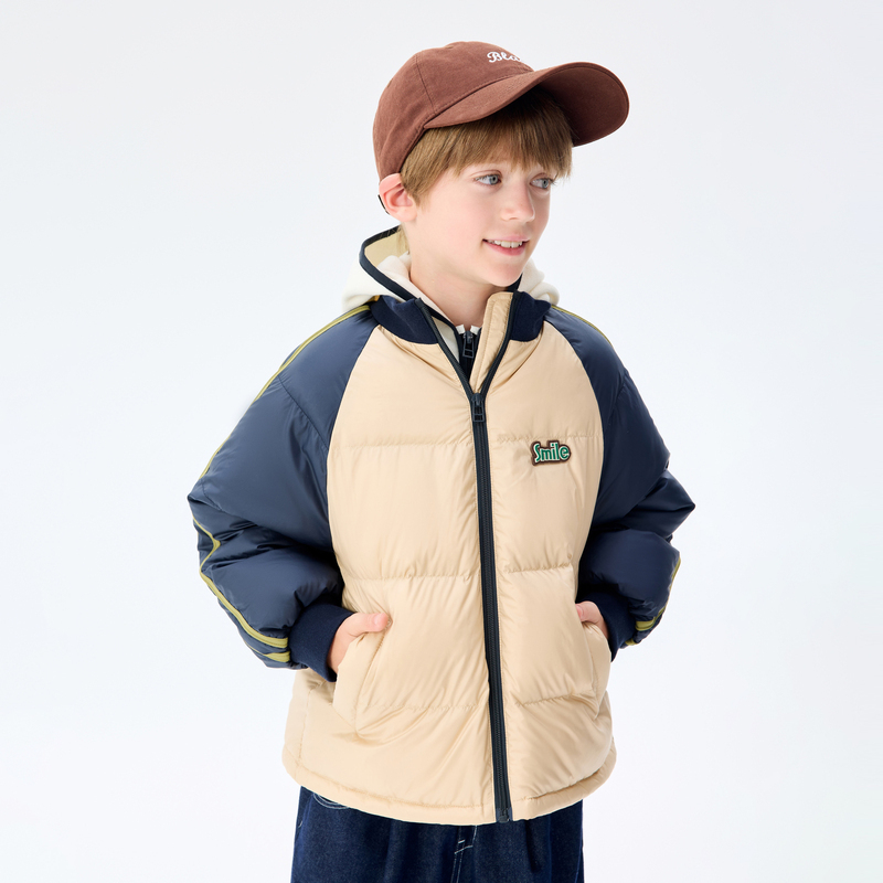 马拉丁童装儿童羽绒服冬季冬男女大童插肩撞色运动风轻薄羽绒服