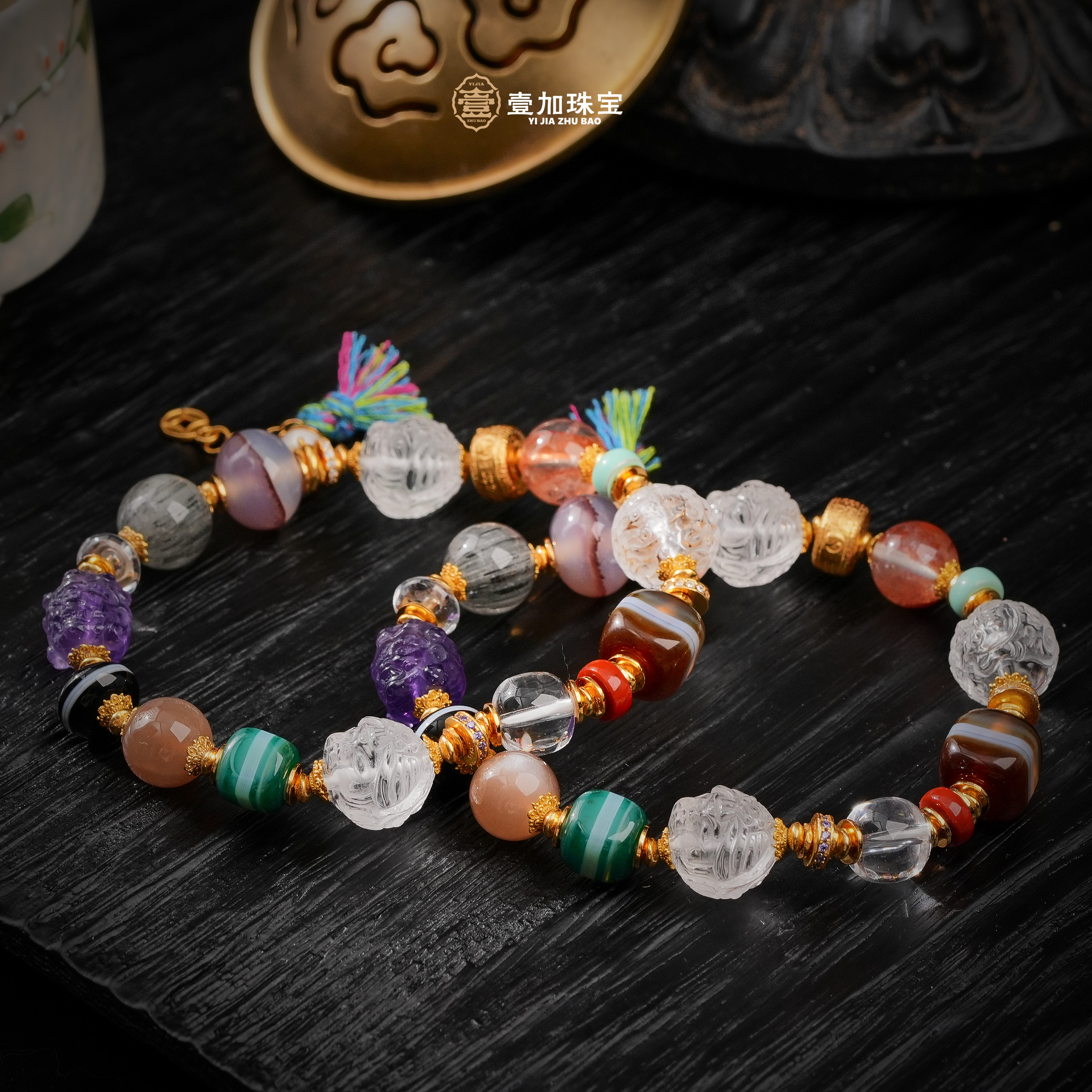 壹加师姐|手工设计玄光五x链水晶多宝手串多样性发一7254n