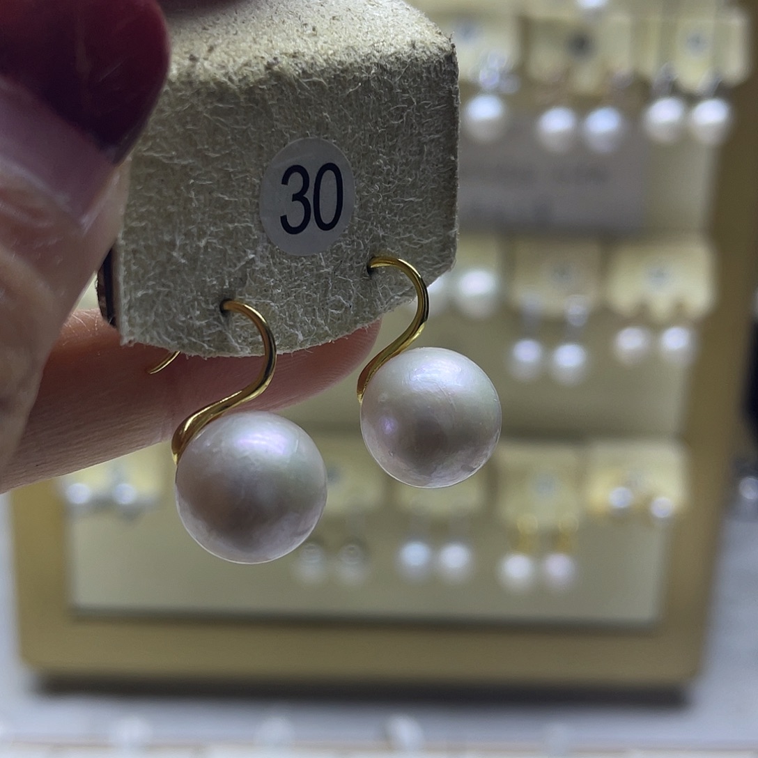 银S925镶嵌淡水珍珠耳饰