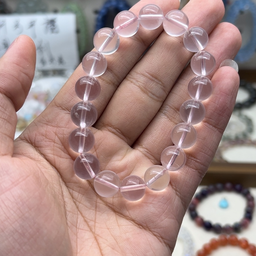 手链未镶嵌水晶11咪透体莫粉