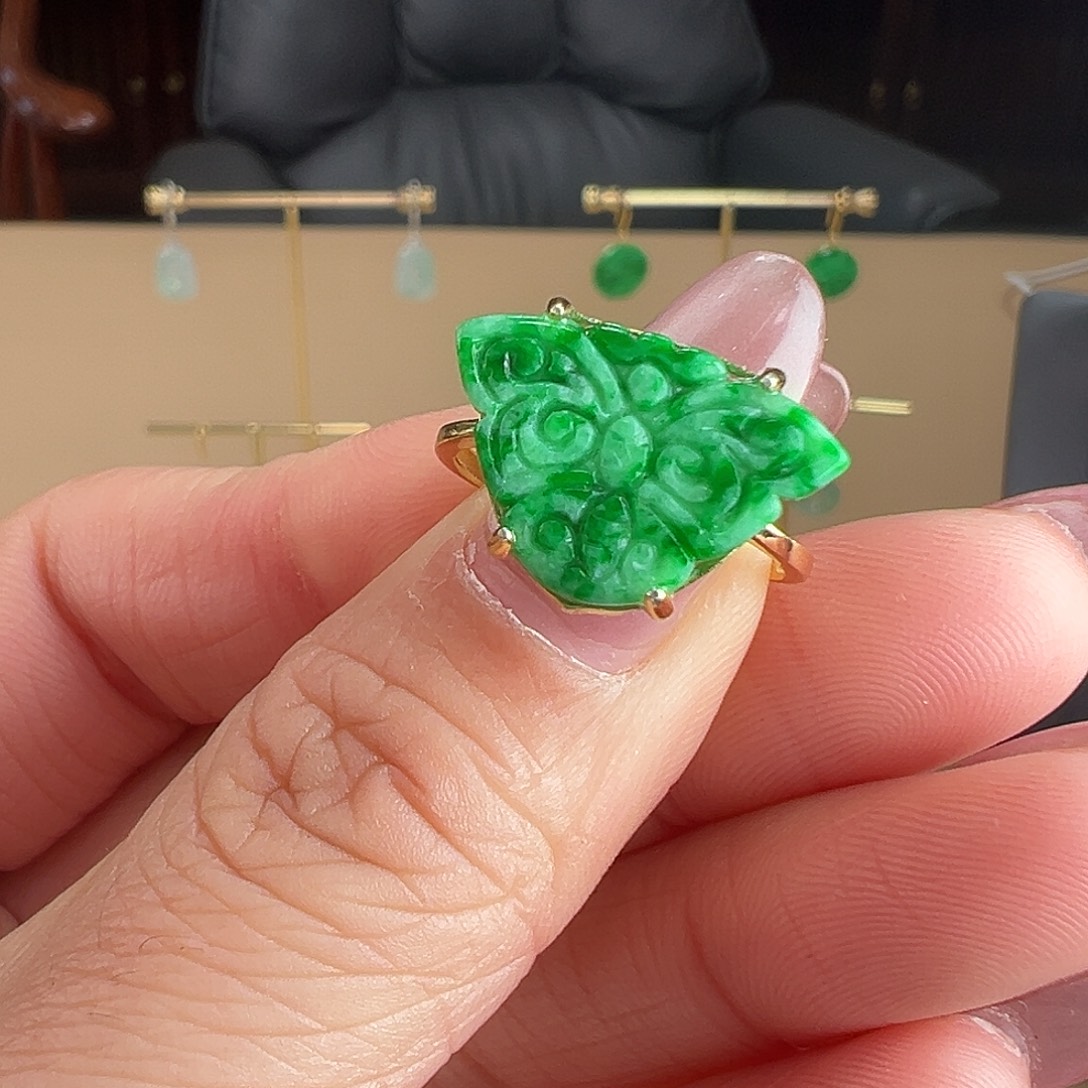 翡翠银S925镶嵌戒指戒指