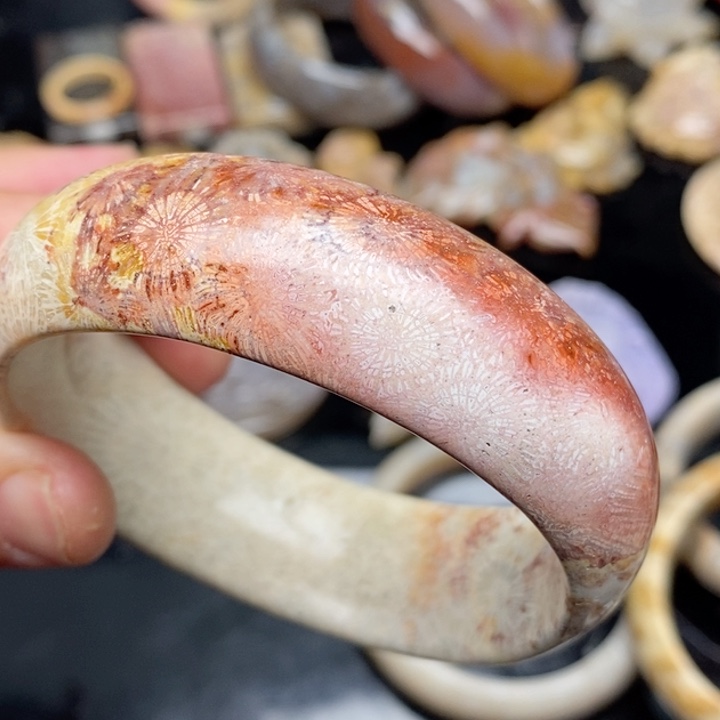 硅化珊瑚（珊瑚玉）手镯未镶嵌60