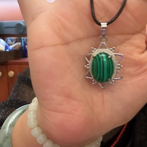 孔雀石颈饰合金项链