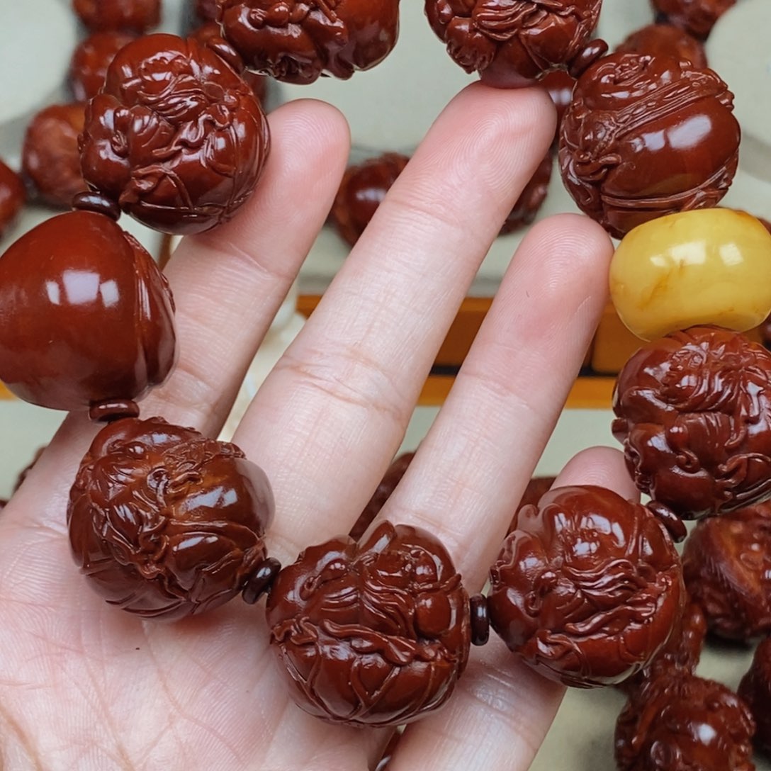 边***烤橄榄核手串/手链荷叶弥勒