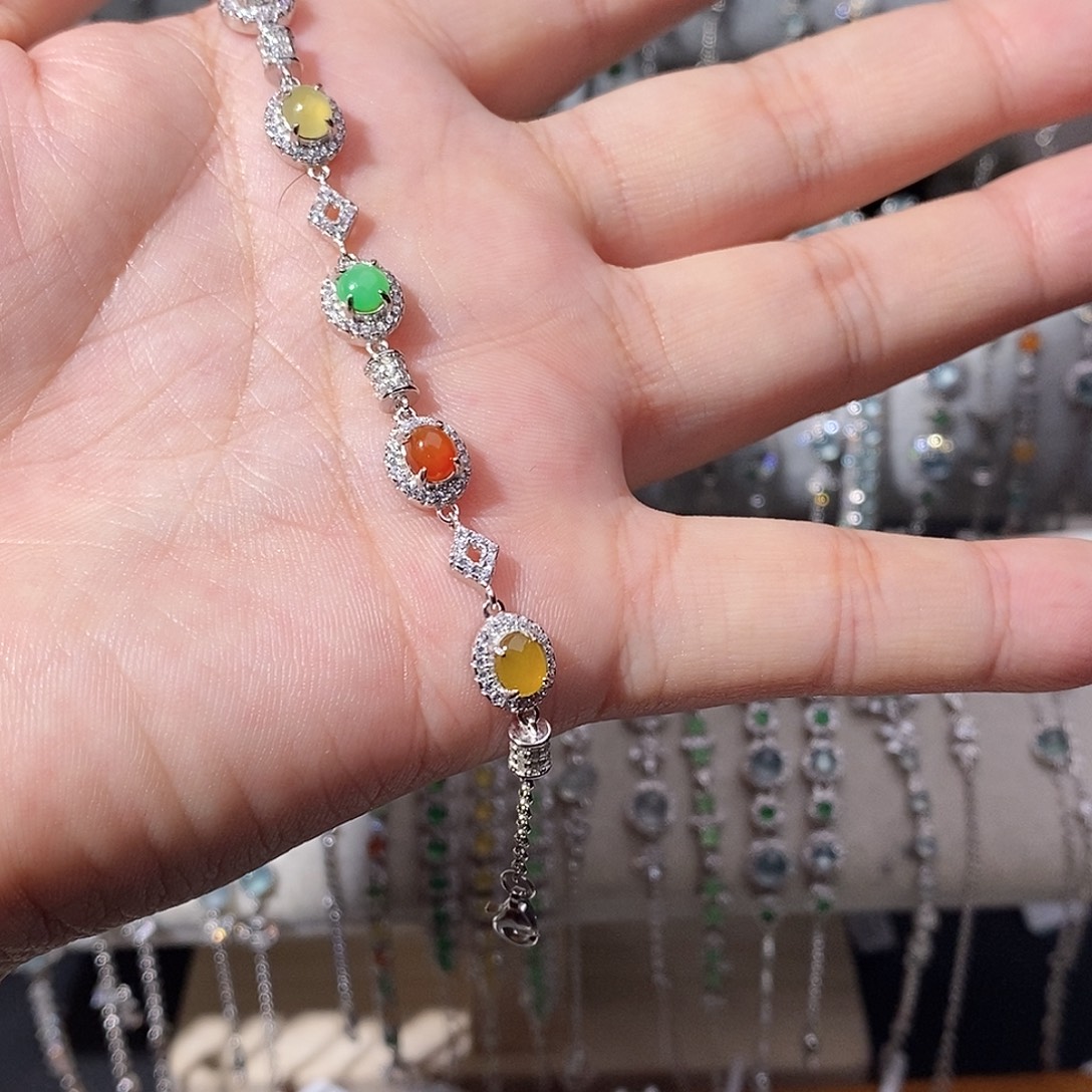 翡翠银S925镶嵌手链