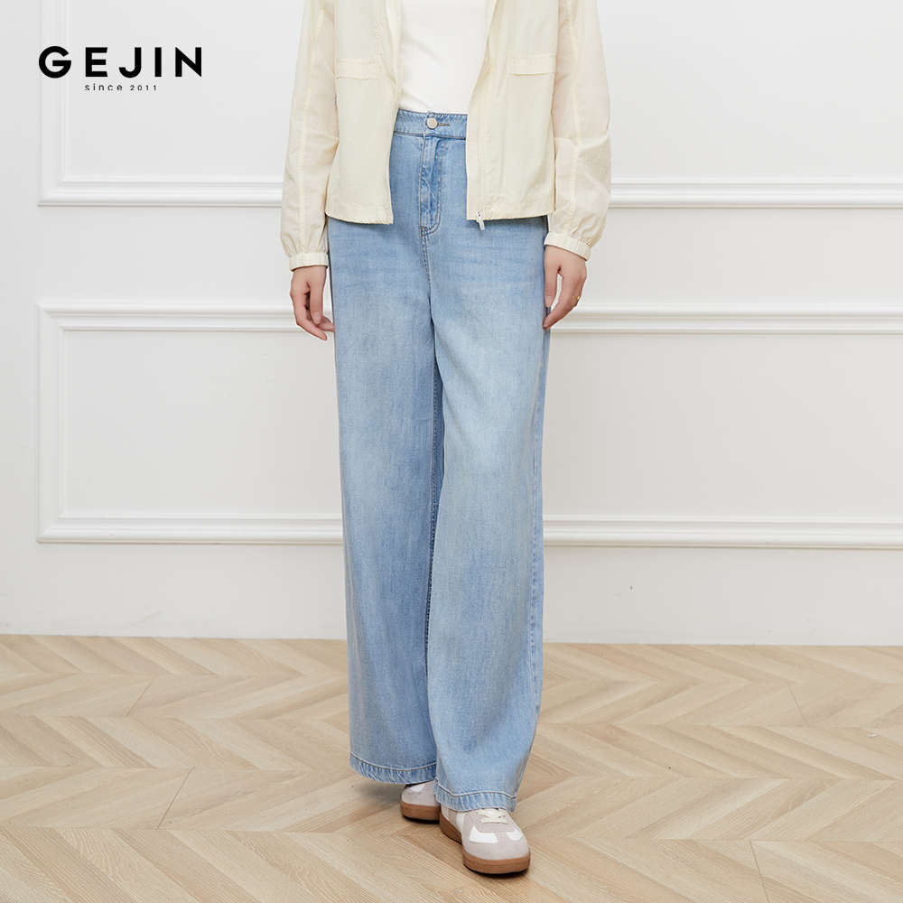 GEJIN/歌锦夏季新款天丝凉感休闲时尚直筒垂感牛仔裤GD22530378