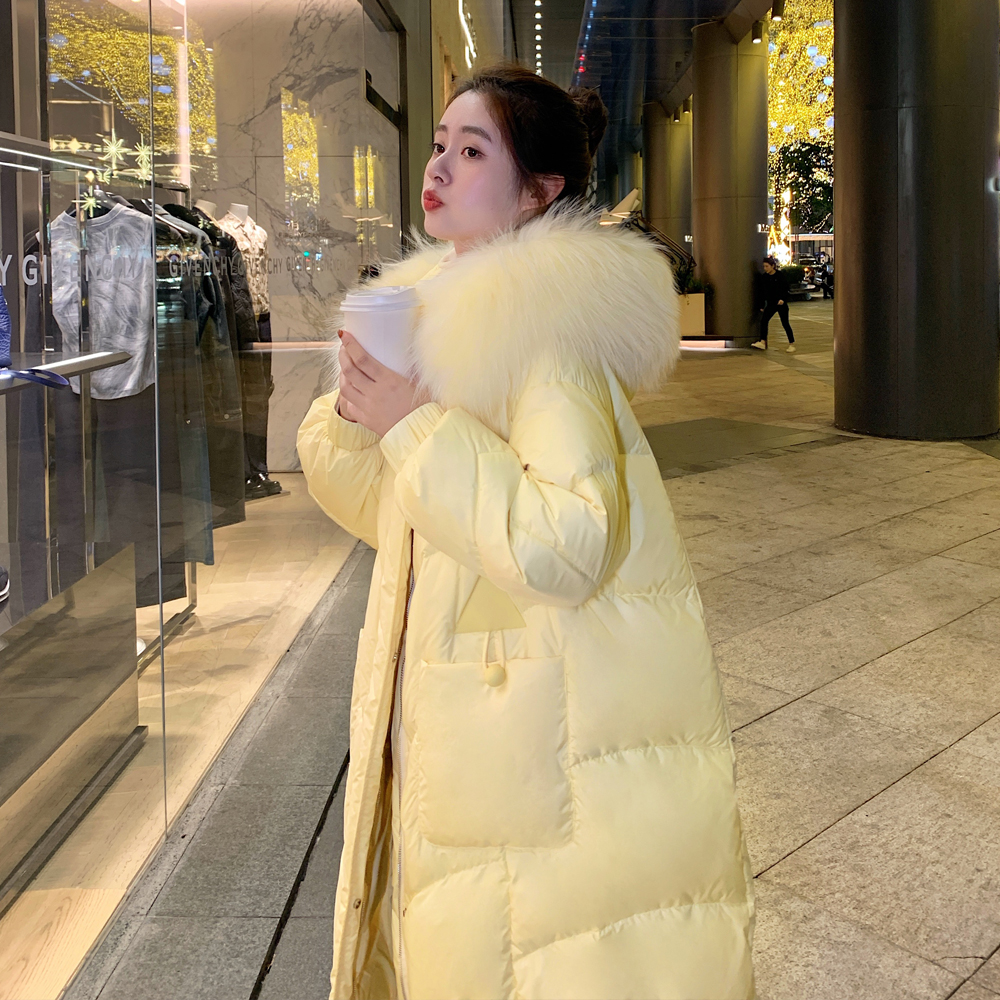 90白鸭绒羽绒服女长款超大毛领2025冬季新款加厚保暖超厚防寒外套