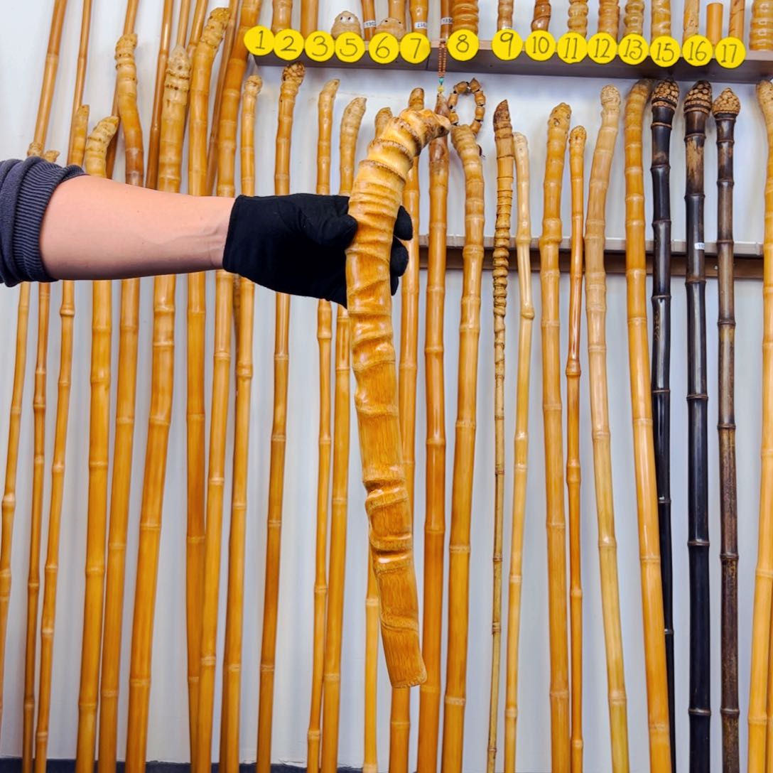 六**字1937罗汉竹盘玩棍手把件文玩