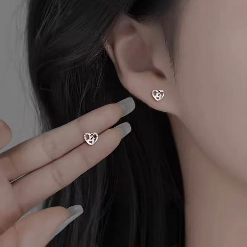足银耳饰 爱心耳钉