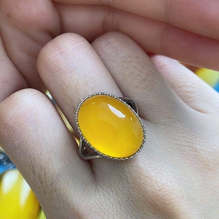 琥珀戒指未镶嵌戒指