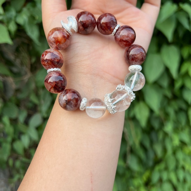 【月月家】P072天然水晶 原创红胶花设计款手串 多样性发其一