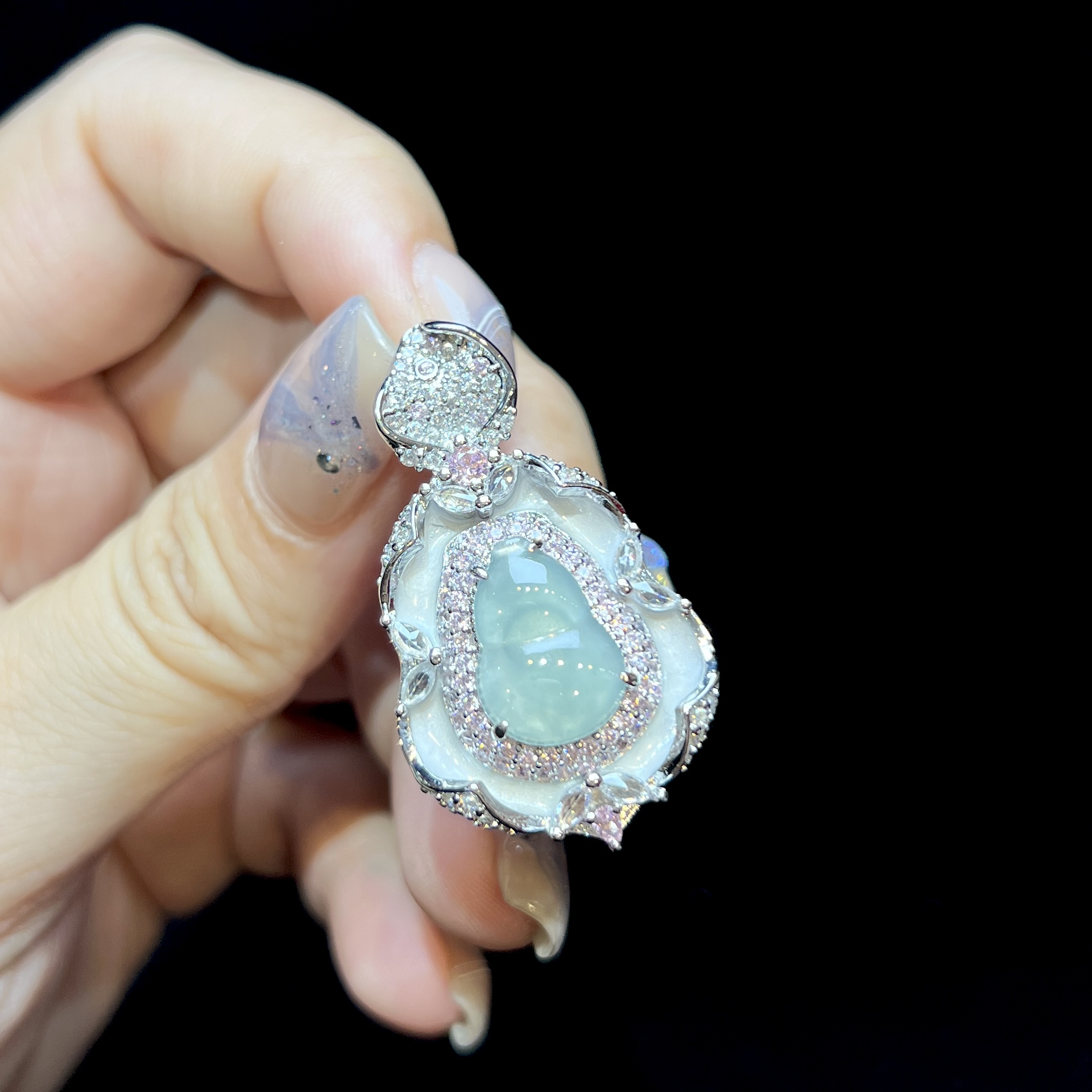 【红旭玉麟】天然翡翠A货蓝水葫芦吊坠