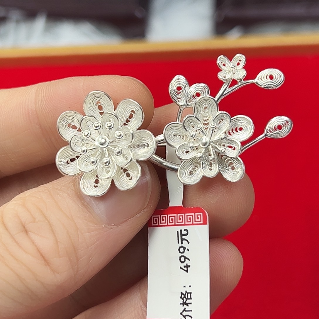 足银足银手工法郎胸针