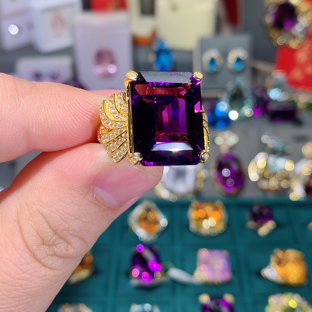 水晶戒指银S925镶嵌戒指