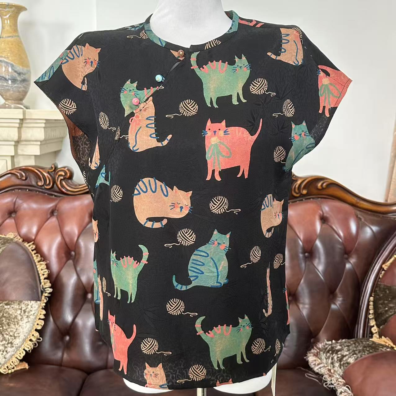 2色香云纱花萝满花萝国风时尚小衫上衣111110-200165