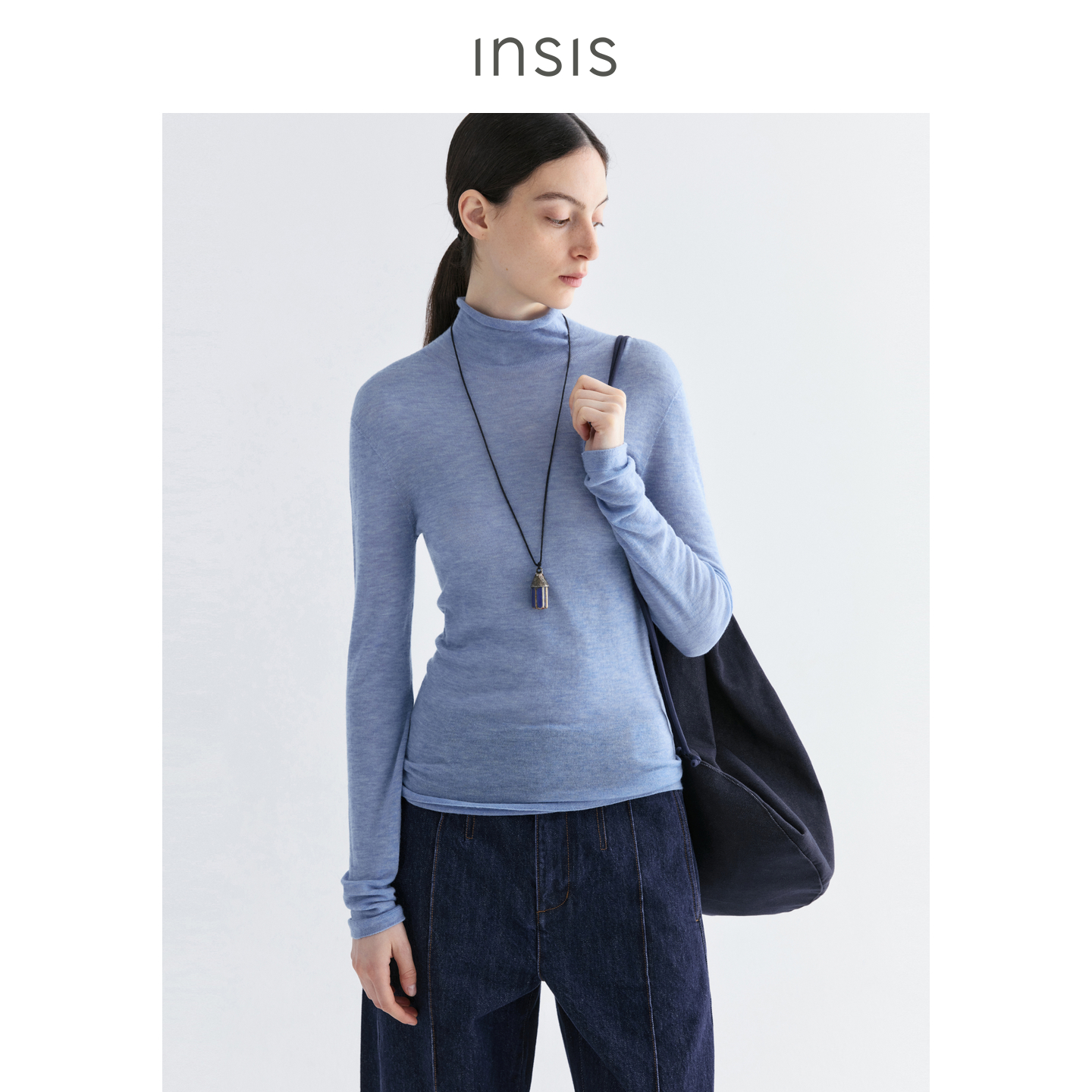 【INSIS FEMME】noundnound水溶羊毛堆领无缝长袖打底衫25秋季新款