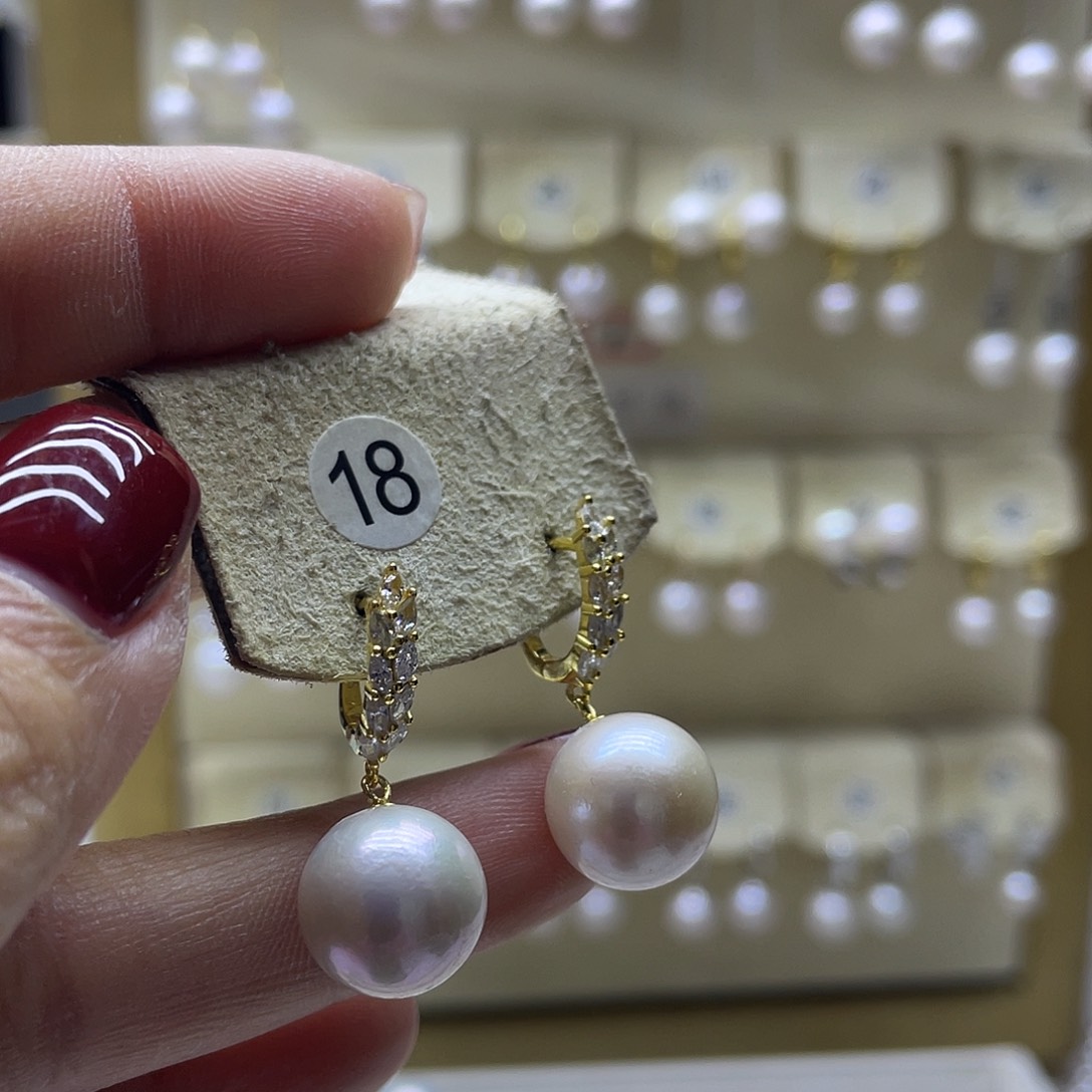 淡水珍珠耳饰银S925镶嵌