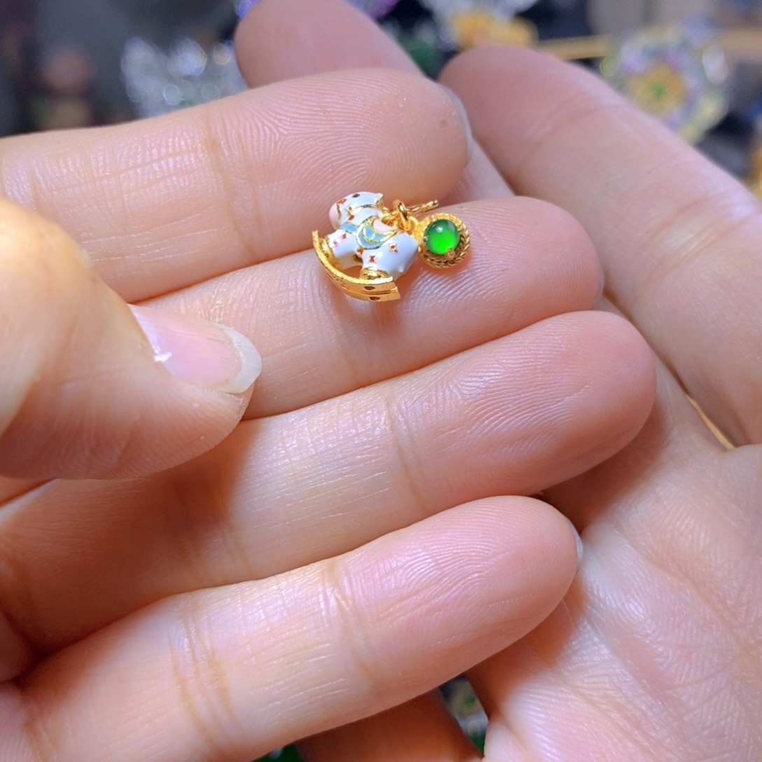 翡翠耳钉银S925镶嵌多样性发其一