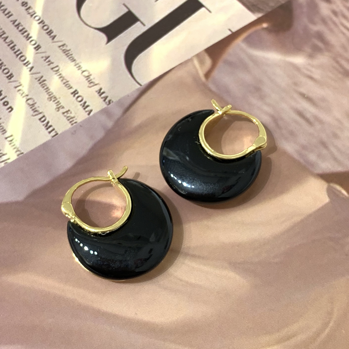 钛钢耳饰 LARVINA复古港风黑色时尚耳环