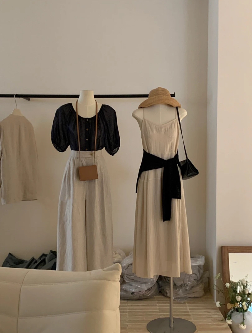 【扣号链接】209_399显瘦夏季气质小众泡泡袖小个子韩版收腰拼接