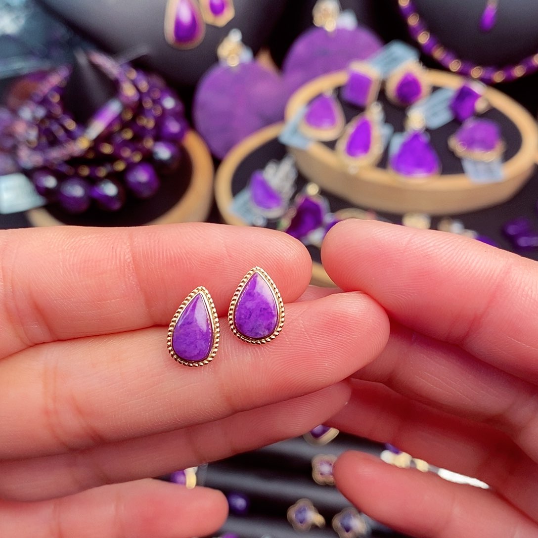 苏纪石（舒俱来）耳饰18K金镶嵌