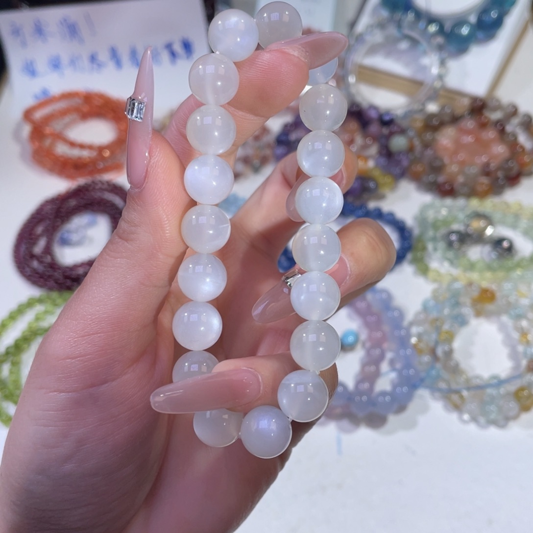 未镶嵌手链水晶奶体白月光10mm