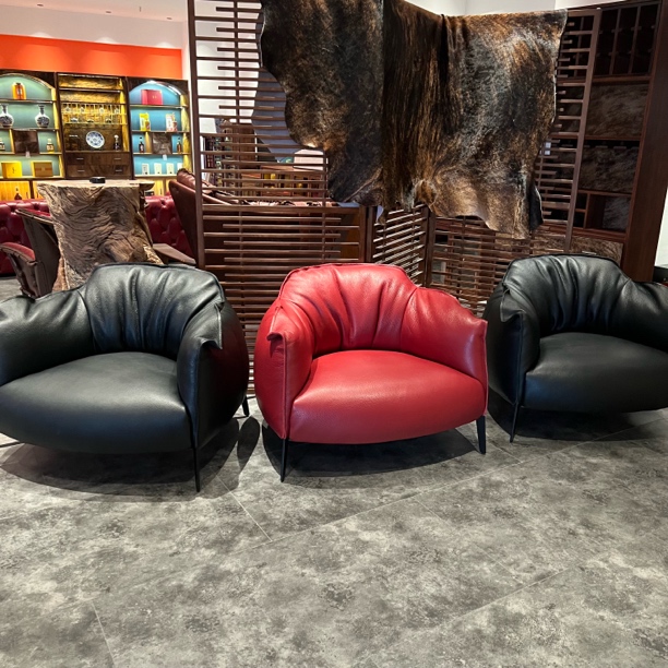 茶室设计皮子休闲沙发创意时尚皮艺轻奢座椅沙发单人真皮沙发jz