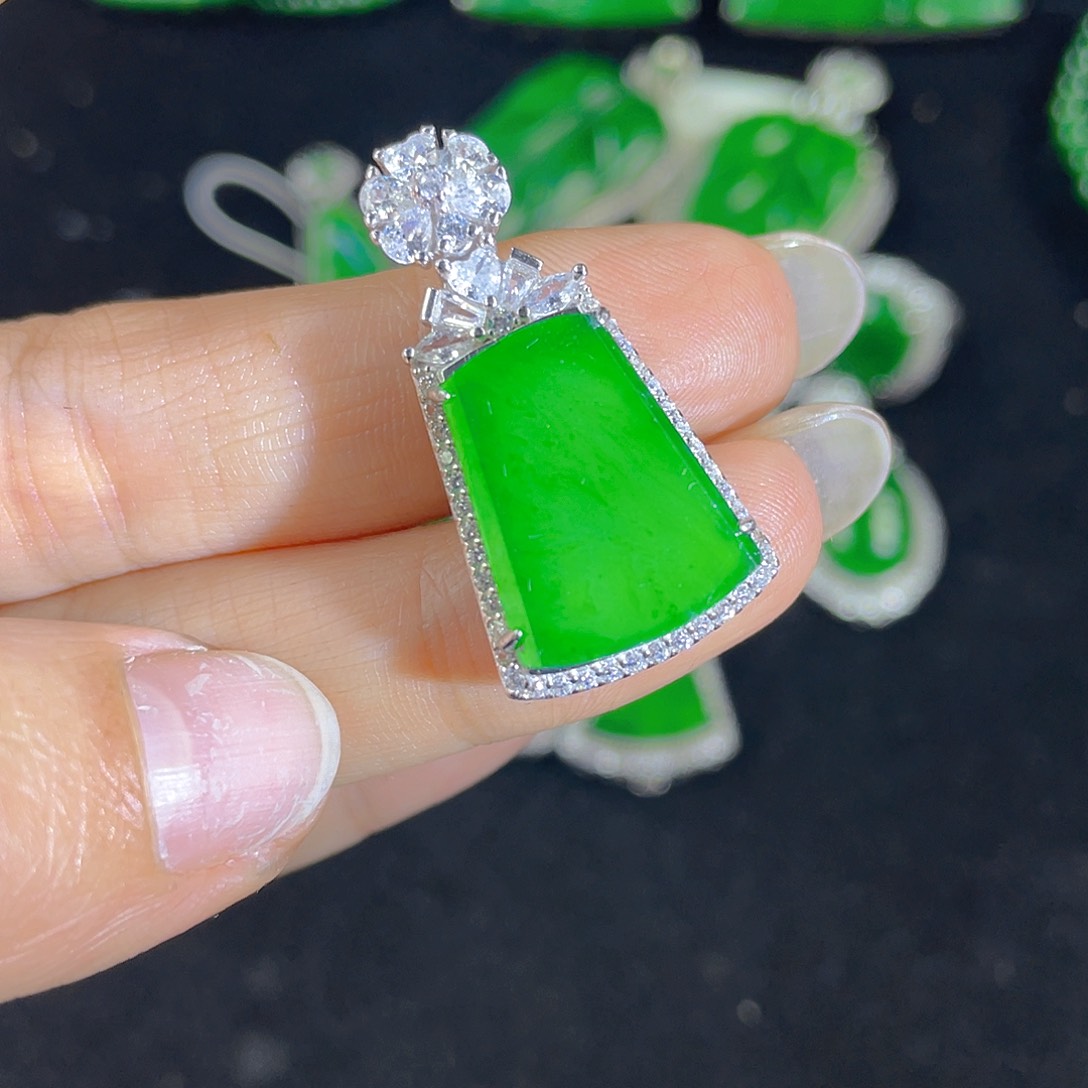 翡翠吊坠(不含链)银S925镶嵌