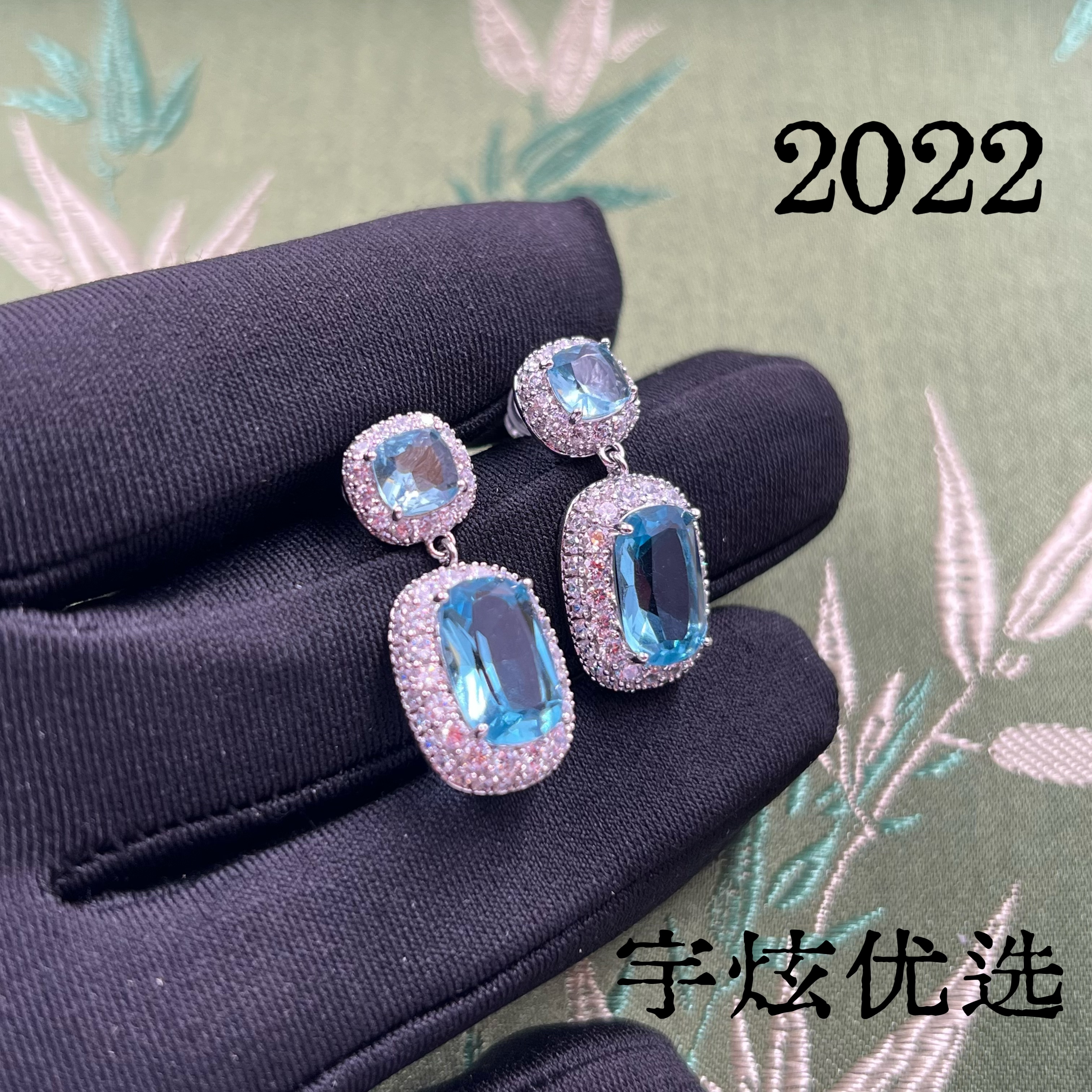 黄铜合成锆石耳饰 轻奢时尚百搭耳钉气质2022