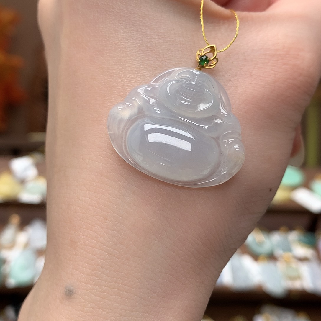 翡翠吊坠(不含链)18K金镶嵌