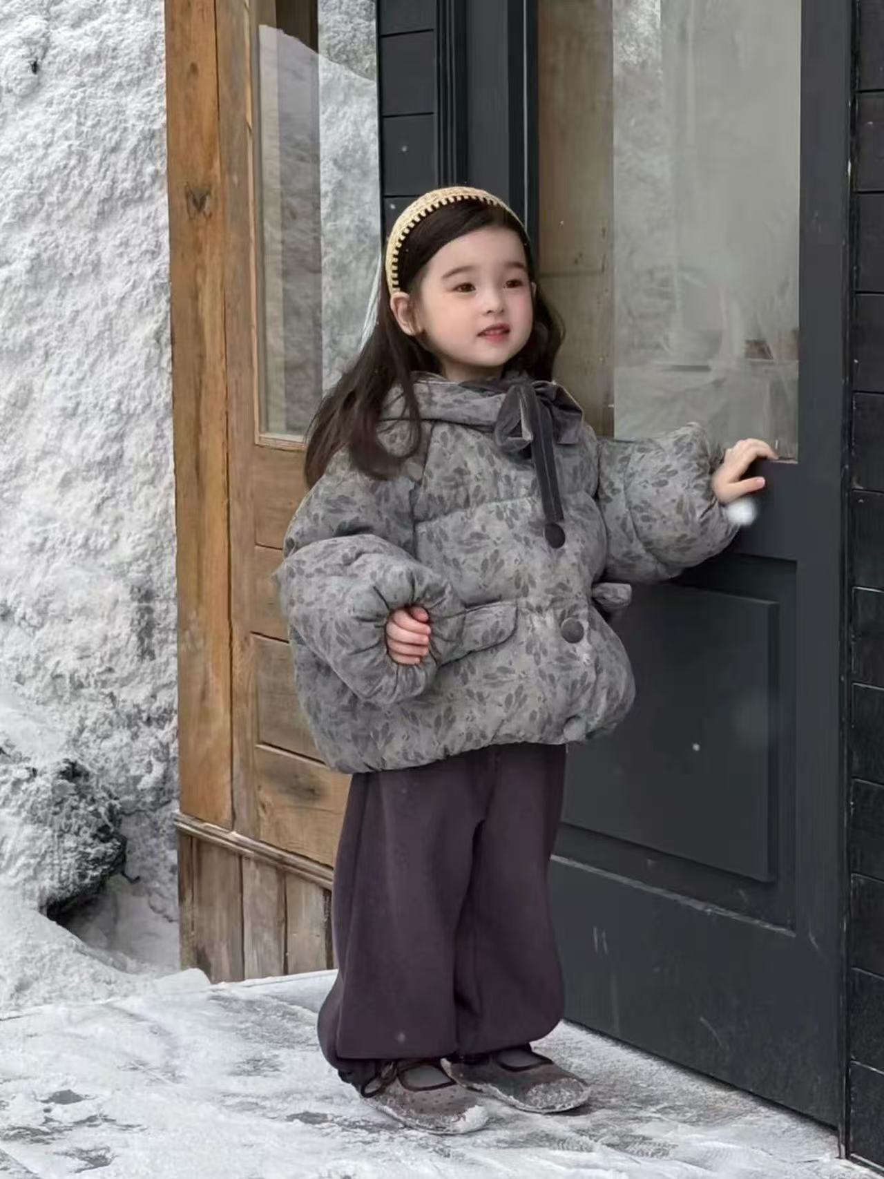 女童套装冬季2025新款洋气棉服立领女孩保暖夹棉上衣加绒裤两件套