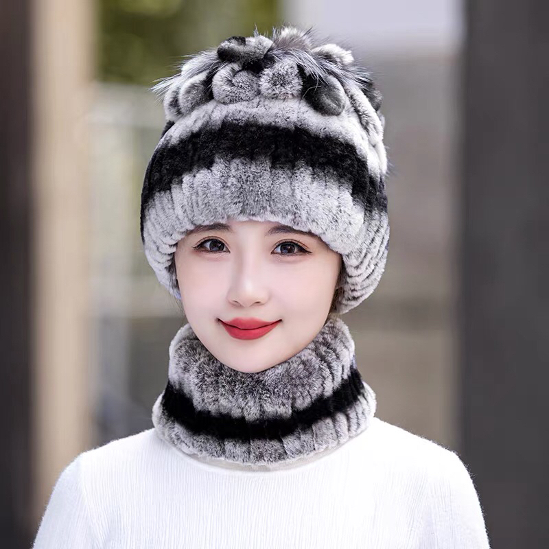 兔毛帽子防寒百搭围脖女冬天加厚保暖韩版帽女士秋冬季皮草