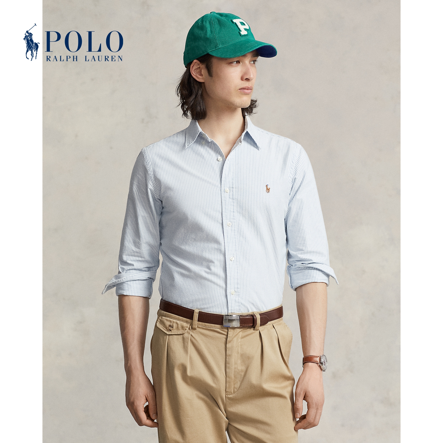 【大秀同款】RalphLauren拉夫劳伦男装 条纹牛津布衬衫710548535