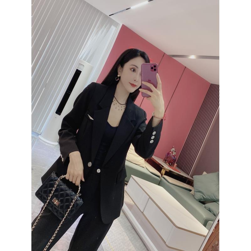 简约百搭西装+后松紧阔腿裤两件套160