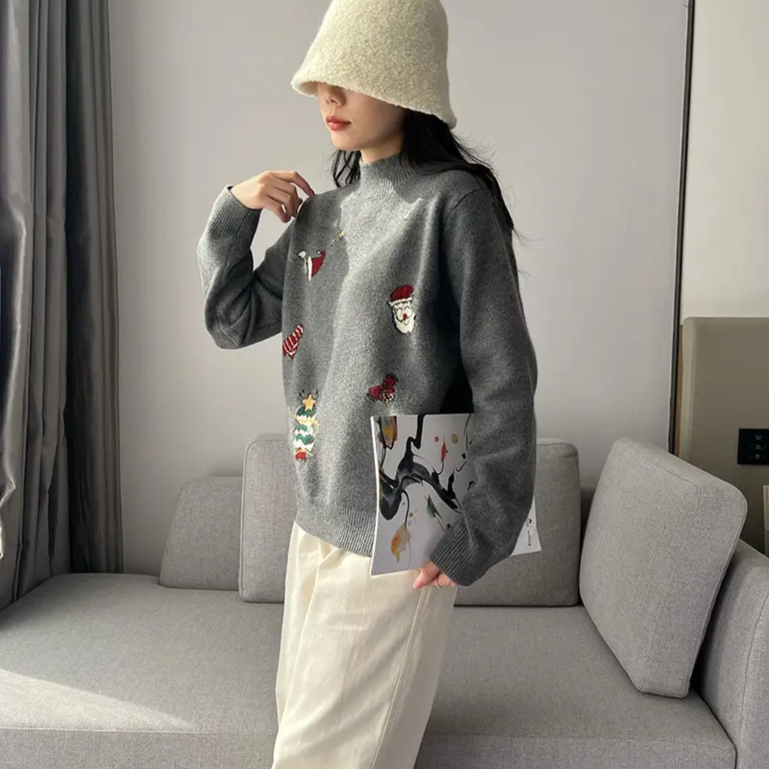 圣诞氛围感~冬季法式套头软糯毛衣百搭针织衫