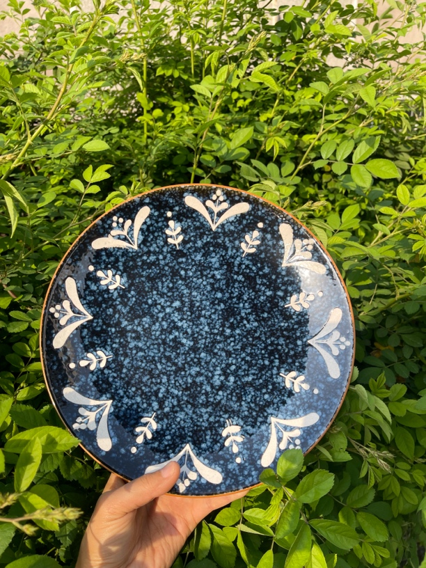 393日式风窑变手绘花盘