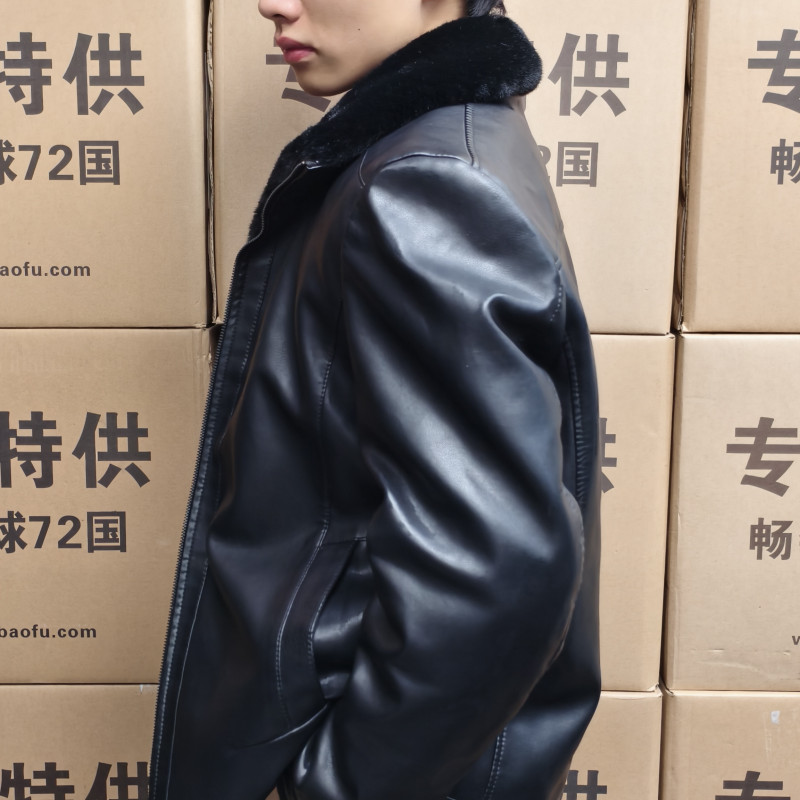 貂绒加厚爸爸款短款黑色男款男士