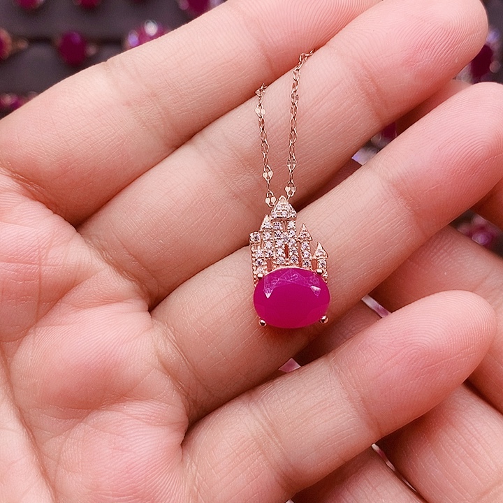 银S925镶嵌颈饰红宝石