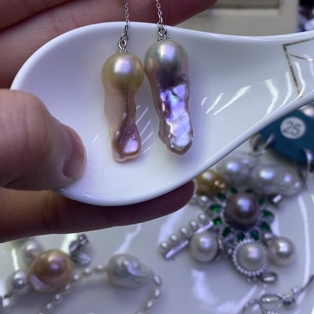 淡水珍珠耳饰银S925镶嵌