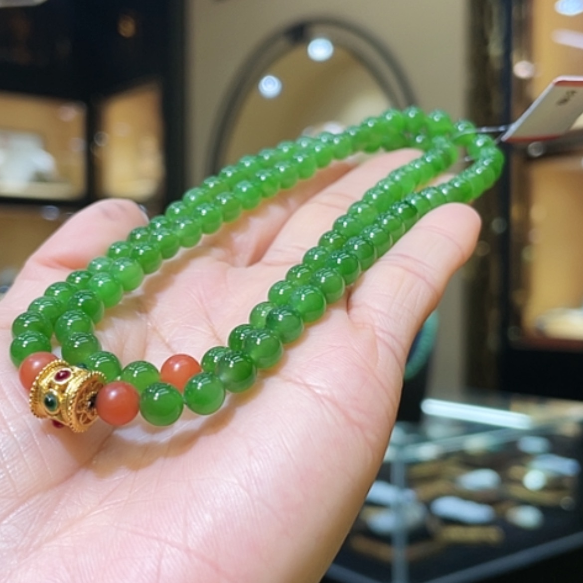 【闪购商品】和田玉颈饰未镶嵌上**儿6mm圆珠