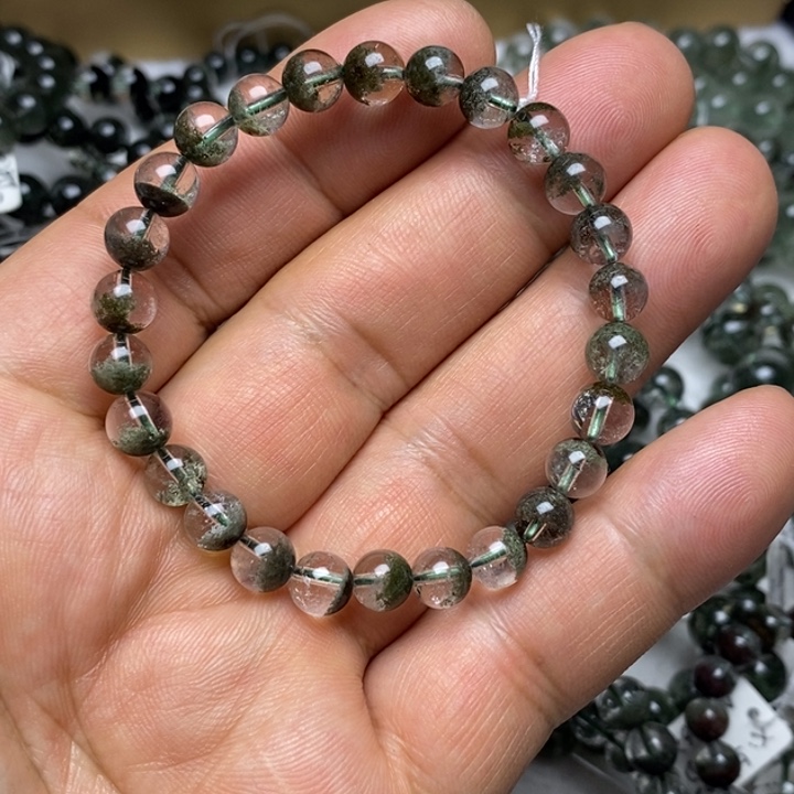 未镶嵌水晶手链巴西天然绿幽灵聚宝盆7.3咪