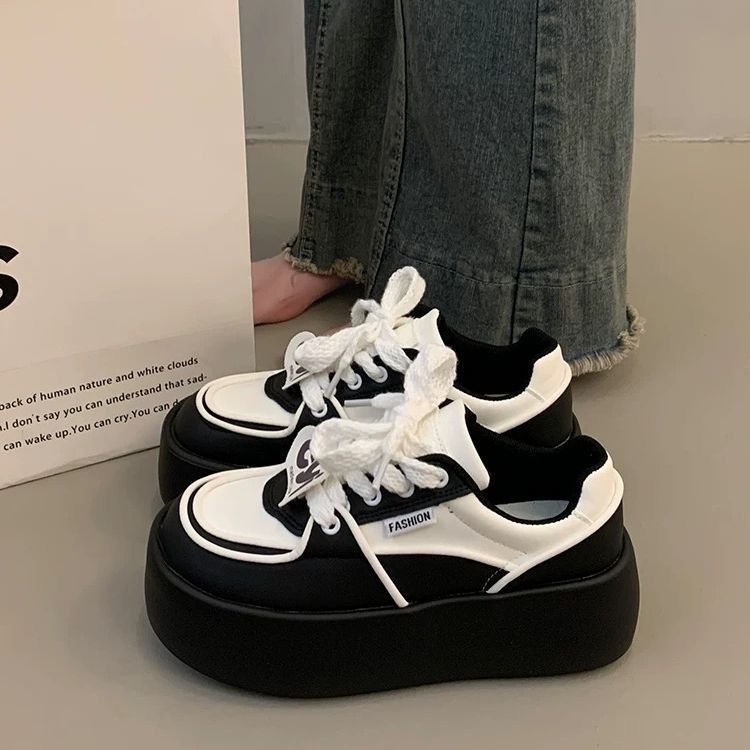 爆款高级感百搭小白鞋增高厚底板鞋女2025新款春季休闲运动松糕鞋